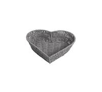 Storage Tray, Rattan Tray Wicker Basket Bread Fruit Food Breakfast Display, Fashionable Handmade Heart Shape Basket, Home Nordic Fruit Decor(Grey)