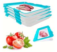 Storage Trays Food Preservation Tray,"12x8.6" Red Vacuum Stackable, Organization and Storage Food,Buckle Reusable Fresh Tray Storage for Food Preservation (Blue-4P)