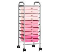Storage Trolley 4-Drawer Ombre Pink Plastic & Chrome 32x36.5x76cm Wheels 360deg