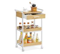 Storage Trolley, 4-Tier Rolling Cart with Table Top, Golden Oak and Cloud White / 30 x 46.2 x 70.5 cm