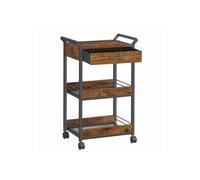 Storage Trolley, 4-Tier Rolling Cart with Table Top, Rustic Brown + Ink Black / 30 x 46.2 x 70.5 cm