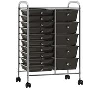 Storage Trolley Black Plastic Chrome Frame 32x36.5x76cm 4 Drawer Mobile Rotating