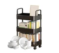 Storage Trolley Rolling Utility Cart Storage Rack Wheels, 3/4 Tier Utility Rolling Carts, Rolling Cart Storage Trolley, Removable Storage Organizer Rack Shelf for Kitchen Makeup Bathroom Offices