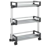 Storage Trolley Service 3-Tier Utility Cart Rack Aluminium vidaXL