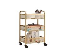 Storage Trolley,Slide Out Storage Cart,3 Tier/4 Tier Bathroom Storage Organizer Rolling Utility Cart,Mobile Shelving Unit Organizer Trolley,Kitchen Storage Cart(Gold,3 Tier)