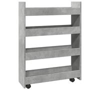 Storage Trolley Slim Concrete Grey Wood Material 4 Levels 60 x 20 x 82 cm with Wheels and Brakes Kitchen Trolley Recess Trolley for Kitchen Living Room Dining Room Storage Organiser