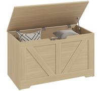 HOMCOM 100L Storage Chest w/Safety Hinge 80 x 40 x 45 cm Natural Wood