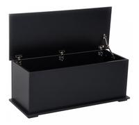 HOMCOM Ottoman Storage Box Chest With Hinged Lid Black, Black
