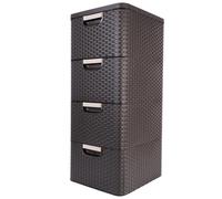 Storage Unit Chest of 4 Drawers Curver Rattan Style Organizer Bathroom Bedroom