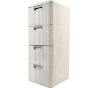 Storage Unit Chest of 4 Drawers Curver Rattan Style Organizer Bathroom Bedroom