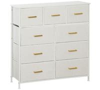Storage Unit Cream White Boucle Fabric 9 Drawers 100x30x99cm Steel Gold Handles