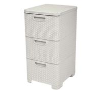 Curver Style Rectangular 3 Drawer Storage Tower, Vintage White, 14 Litre