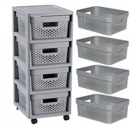 Curver Storage Trolley Infinity - 4 x 10 Litre, 4-Drawer - Grey