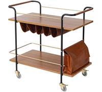 Storage Utility Cart 2-Tier Wrought Iron Rolling Cart Multi-Purpose Trolley Organizer Cart with Universal Wheels Thicken The Steel Pipe Frame for Kitchens Restaurants Bars