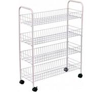 Storage Vegetable Cart With Wheels 4 Tier Fruit Trolley Basket Rack Kitchen