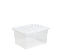 Storage Wham Clear 37 Litre Clear Plastic Boxes Box With Lids British Made (2 Pack)