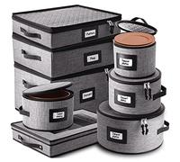 STORAGEBUD China Storage Containers Hard Shell, 8 Piece Flatware & Utensil with Mug Storage, Wine Glass 4 Dish Platter Case, Padded Dinnerware Containers, (sb-hds-09)