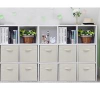 STORAGEIDEAS Storage Cubes, 11 Inch Cube Storage Bins, Set of 10, Fabric Foldable Storage Bins With Handles, Closet Storage Organizer Bins, Cubby Clothing Storage Baskets for Shelves, Beige