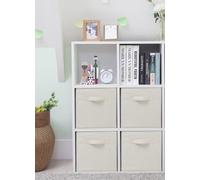 STORAGEIDEAS Storage Cubes, 11 Inch Cube Storage Bins, Set of 4, Fabric Foldable Storage Bins with Handles, Closet Storage Organizer Bins, Cubby Clothing Storage Baskets for Shelves, Beige