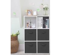 STORAGEIDEAS Storage Cubes, 11 Inch Cube Storage Bins, Set of 4, Fabric Foldable Storage Bins with Handles, Closet Storage Organizer Bins, Cubby Clothing Storage Baskets for Shelves, Black