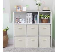 STORAGEIDEAS Storage Cubes, 11 Inch Cube Storage Bins, Set of 6, Fabric Foldable Storage Bins With Handles, Closet Storage Organizer Bins, Cubby Clothing Storage Baskets for Shelves, Beige