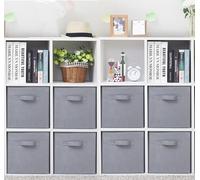 STORAGEIDEAS Storage Cubes, 11 Inch Cube Storage Bins, Set of 8, Fabric Foldable Storage Bins With Handles, Closet Storage Organizer Bins, Cubby Clothing Storage Baskets for Shelves, Gray