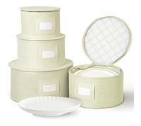 storageLAB 4-Piece China Plate Storage Set | Hard Shell Dividers | Cream