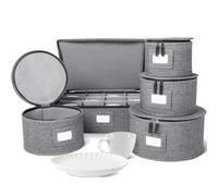 storageLAB 5-Piece China Storage Set | Plates & Mugs | Hard Shell | Gray