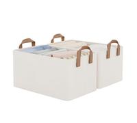 StorageWorks Closet Storage Boxes, Fabric Storage Baskets for Shelves, Foldable Storage Boxes with Metal Frame, Clothes Baskets with Handles, Wardrobe Organiser Boxes, Beige, 2-Pack