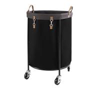 StorageWorks Large Laundry Basket on Wheels, 170L Round Washing Basket, Laundry Cart on Wheels, Laundry Hamper with Steel Frame and Removable Bag for Bedroom, Bathroom, Laundry Room, Black