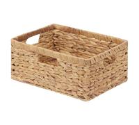 StorageWorks Large Wicker Basket for Shelves, Large Shelf Storage Basket with Handles, Rectangular Wicker Box Organiser, Woven Basket for Organising Pantry Bathroom, Water Hyacinth, 1-Pack