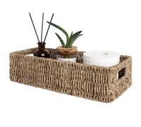 StorageWorks Seagrass Baskets with Built-in Handles, Bedroom Storage Organiser, Wicker Box for Wardrobe, Decorative Storage Bins, Handmade Storage Basket for Organising Towels, 1 Pack