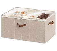 StorageWorks Shoe Organiser, Extra Large Fabric Shoe Storage Box Fits up to 24 Pairs, Shoe Organiser for Wardrobe, Adjustable Dividers for Shoe Storage, Mixing of Brown & Beige