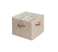 StorageWorks Shoe Storage for Closet, Fits up to 16 Pairs, Shoe Organiser Box, Fabric Shoe Storage for Wardrobe, Shoe Box with Adjustable Dividers and Clear Cover, Mixing of Brown & Beige