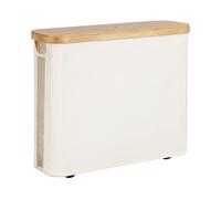 StorageWorks Toilet Paper Storage Box, Toilet Papers Basket with Bamboo Lid for Up to 12 Rolls, Multifunctional Toilet Holder Cabinet with Handle, Accessories Organiser for Bathroom, Beige