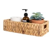 StorageWorks Water Hyacinth Basket for Toilet Paper, Wicker Box for Organising, Decorative Storage Basket, Towel Storage Box for Bathroom, Storage Organiser with Built-in Handles, Brown, 1 Pack