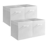 StorageWorks White Storage Cubes, Storage Cube Boxes with Handle, Cube Storage Basket for Shelves, Fabric Organiser Boxes for Wardrobe, Collapsible Storage Boxes for Bedroom, 4-Pack