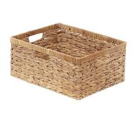 StorageWorks Wicker Basket for Shelves, Extra Large Water Hyacinth Storage Box with Handles, Handcrafted Wicker Storage Organiser, Woven Basket for Organising Pantry Bedroom, Water Hyacinth, 1-Pack