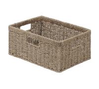 StorageWorks Wicker Basket for Shelves, Large Seagrass Storage Basket with Built-in Handles, Rectangular Wicker Storage Box, Woven Basket for Organising Bathroom, Natural Seagrass, 1-Pack