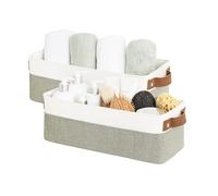 StorageWorks Wicker Baskets for Bathroom, Paper Rope Woven Storage Boxes for Organising Toiletries, Decorative Baskets for Home, Storage Boxes with Natural Fabric Liner, Light Brown, 2 Pack