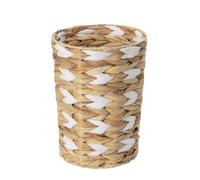StorageWorks Wicker Waste Basket, Small Trash Can, Rattan Trash Basket with Handwoven Water Hyacinth and Paper Rope, Wicker Garbage Can for Bathroom, Bedroom, 1 Pack