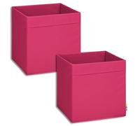 Storanda Set of 2 Storage Box Shelves, Foldable & Extra Sturdy Kallax Boxes Storage, Storage Basket, Shelf Box for Cube Shelf, Ideal for Home and Children's Room, 33 x 33 x 33 cm, Red/Pink