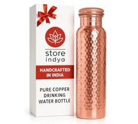 STORE INDYA 100% Pure Copper Water Bottle for Drinking, 30 Oz | Hammered Ayurvedic Vessel with Leak-Proof Lid, Copper Tumbler, Flask | Perfect for Hydration with Health Benefits, Unique Gifts