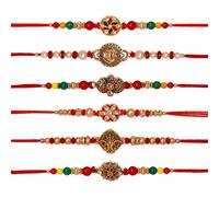 STORE INDYA Rakhi Set of 6 for Brother, Bhai - A Traditional Symbol of Love, Blessings, and Togetherness (Design 1), One Size, Nylon, no gemstone