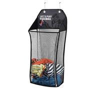 Store & Score Over The Door Hanging Kids Fun LED Baseball Light-Up Collapsible Mesh Laundry Hamper Basket, Toy Chest, Heavy Duty Metal Hooks Included. Patent Pending