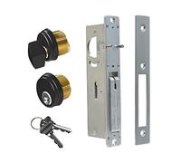 Storefront Door Lock Alsecure Commerical Mortise Lock, Swing Deadbolt & Solid Brass Cylinder Combo Keyed Alike for Aluminum/Zinc Alloy Shop Doors, 1.1/8" Backset,Black