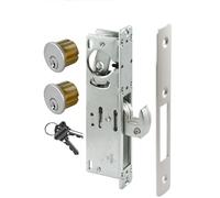Storefront Door Mortise Lock Swing Deadbolt,Commercial Mortise Lock Double Cylinder Deadbolt Lock Set, in Aluminum(1-1/8" Backset) (Hook Locking Tongue)
