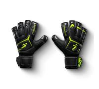Storelli Gladiator Elite 3.0 Goalkeeper Gloves, Breathable High-Impact Hand Protection with 5 Removable Finger Spines, Premium Hand Grip for Soccer Goalies, 1 Pair, Black & Yellow, Size 8
