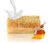 STORELUXY 130gr Donkey Milk & Honey Soap Bar With Pumpkin Fiber Natural Handmade Loofah | Anti Ageing, Anti Wrinkle, Effective For Acne & Eczema, Vitamin A, Moisturising Skincare