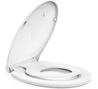STOREMIC Soft Close Toilet Seat White with Quick Release Function, Simple Top Fixing Family Toilet Seats with Child Seat Built-in, Standard Toilet Seats with Adjustable Hinges, O Shape